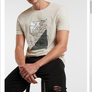 NWT Express Tan Sketched Graphic T-Shirt